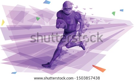 American football halfback carrying the ball on running play