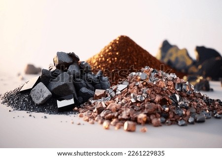 Small pile of minerals extracted in a rare earth mine Foto stock © 