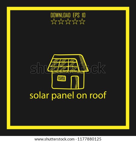 solr panel on roof sketch vector icon