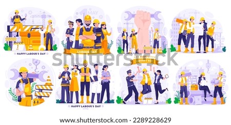 Huge Illustration Set of Labour Day concept vector illustration
