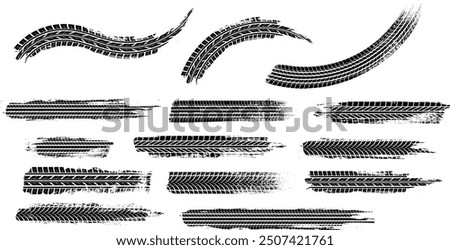 Grunge Car Tire Tracks Vector