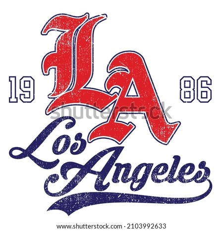 Los Angeles slogan typography graphics for t-shirt. College print for apparel. Varsity LA stamp. Vector illustration.