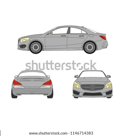 Mercedes CLA AMG  German luxury car, drawn as a vector image.
This is a mercedes benz cla amg tuned sports car.