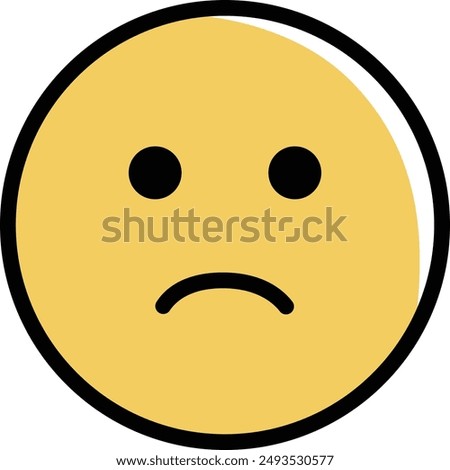 A slightly grumpy face emoji, vector illustration isolated on a transparent background.