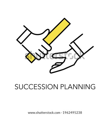Succession planning image icon,passing the baton,simple illustration,line style,white isolated