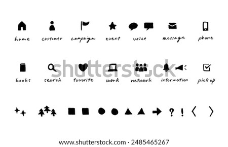 Hand drawn simple business icon set, vector material.