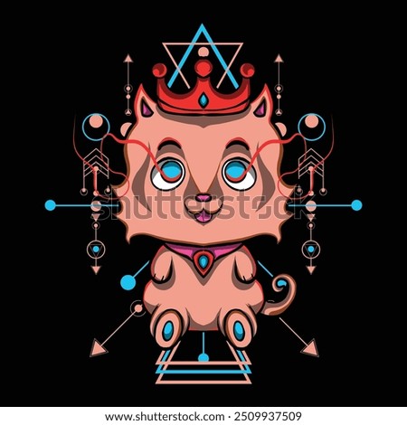 Queen Cat Illustration with Sacred Background 2 For Esport Logo