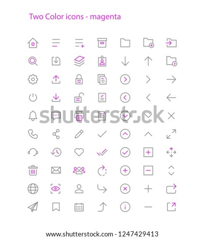 Thin Minimalist Universal User Interface Navigation Icon Set for Web & Mobile Design - two colour combo