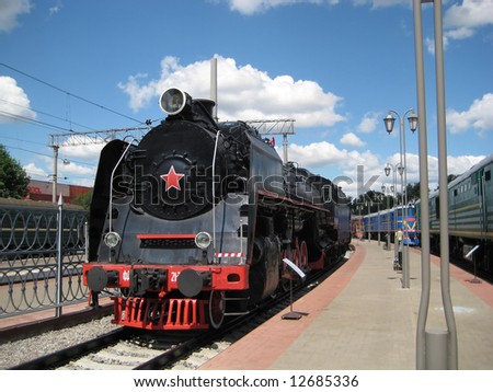 One of the steam locomotives in Moscow museum of railway