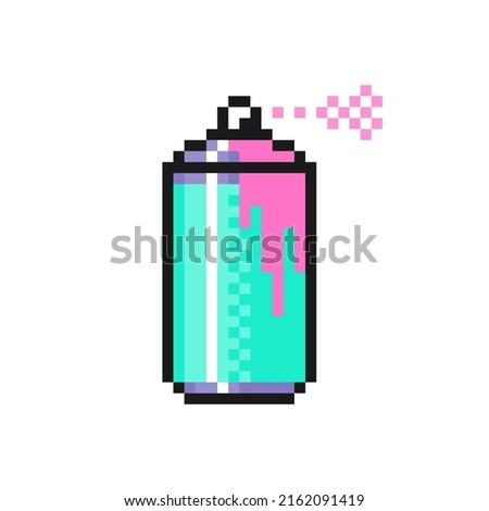 Graffiti spray paint can icon in pixel art design isolated on white background