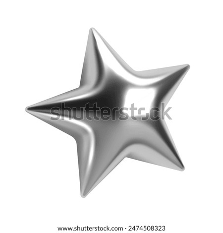 3d chrome star with a sleek, shiny silver surface. Isolated abstract element in y2k style, ideal for futuristic, cosmic, celestial, and sci-fi designs, adding a modern and glossy touch