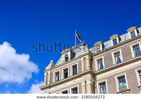 Similar – Image, Stock Photo red facade old building house in evening light