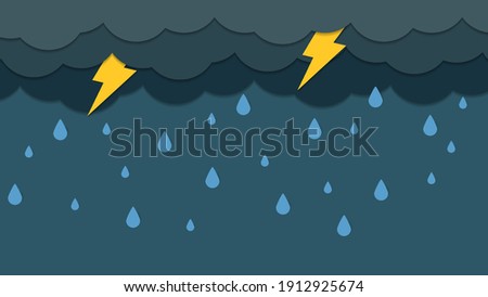 Illustration vector of Cloud and rain . heavy rain, rainy season, paper cut and craft style. vector, illustration.