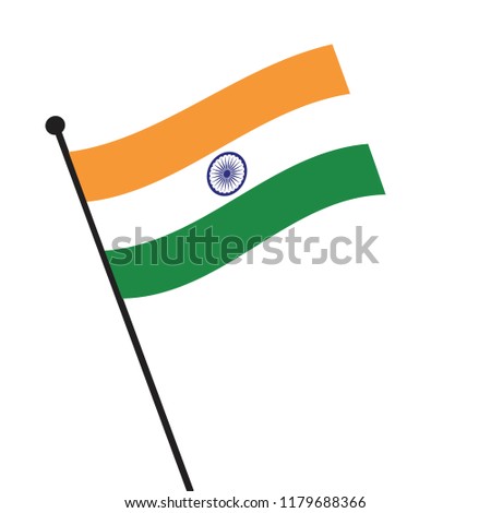 Flag of India , India flag waving isolated vector illustration