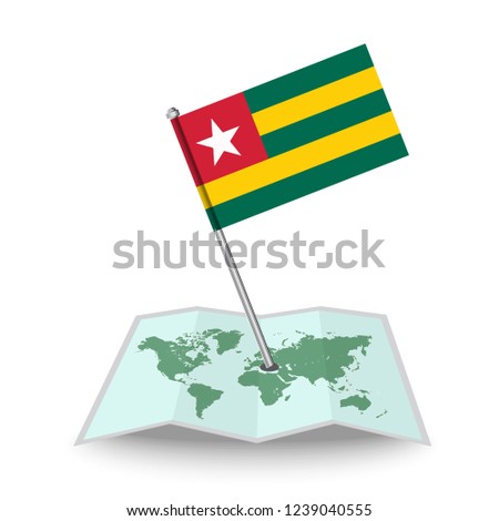 Map with flag of Togo isolated on white.