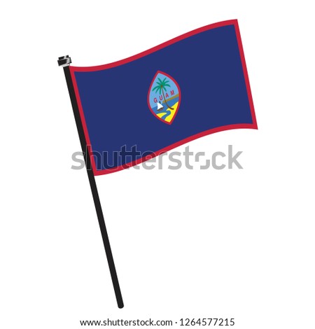 Isolated flag of Guam on a pole, Vector illustration - eps10