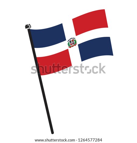 Isolated flag of Dominican Republic on a pole, Vector illustration - eps10