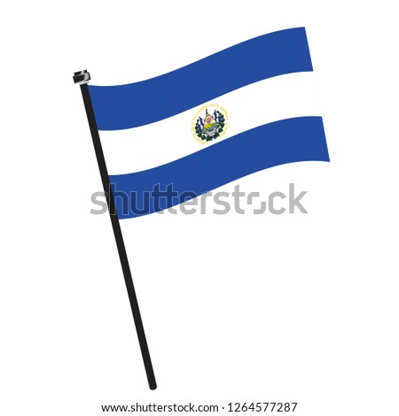 Isolated flag of El Salvador on a pole, Vector illustration - eps10