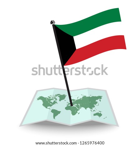 Map with flag of Kuwait isolated on white. check in. map vector illustration, eps10
