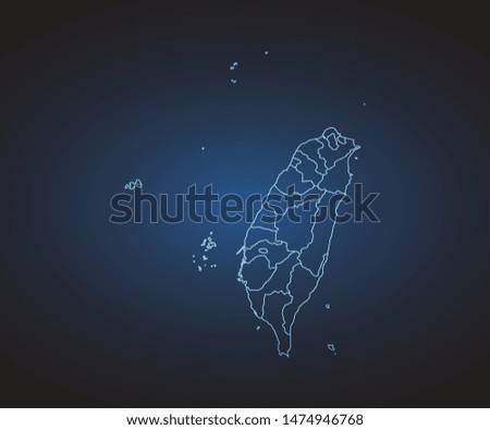 Map of Taiwan - Abstract mash line and point scales on circuit dark background. symbol for your web site design map logo, app, ui,Travel. Vector illustration eps 10.