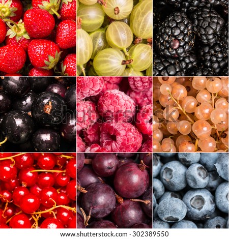 fruits,berries and vegetable collage.Healthy food