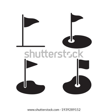 Golf Flag Icon Set Vector Template Illustration In Trendy Flat Style