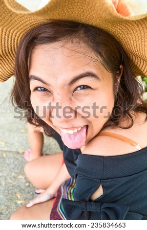 Asian woman Tongue