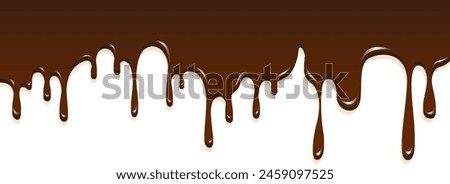 Realistic dripping brown chocolate illustration isolated in white background. World Chocolate Day celebration element.