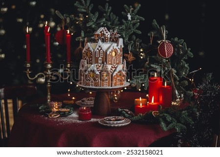 Similar – Image, Stock Photo Christmas decoration at home, lights, teepee and presents. Christmas time