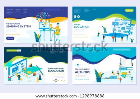 illustration of e-learning, e-book, online education modern vector concepts. Set of web page design templates. Banners website and mobile website development