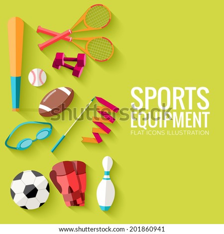 Concept of sports equipment flat icons background. vector illustration design