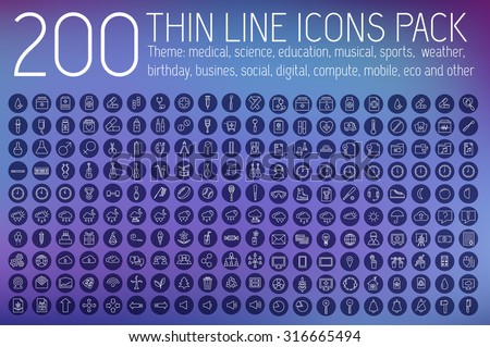  collection thin lines pictogram icon set concept background. Vector template design for web and mobile application