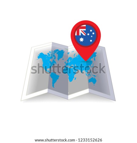 Round pin with flag of Australia on the map