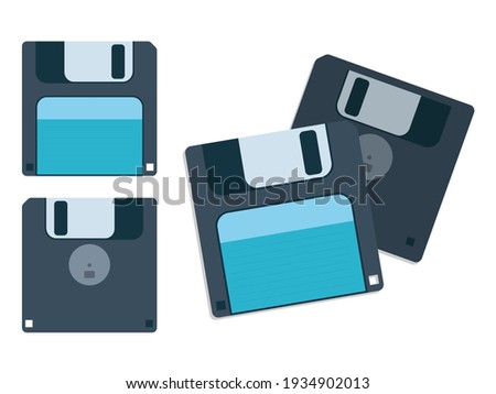 Computer Data Storage Floppy Disc or Disk Vector Cartoon Graphic Illustration