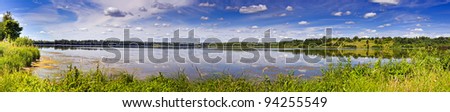 Summer panoramic landscape with Volga-river