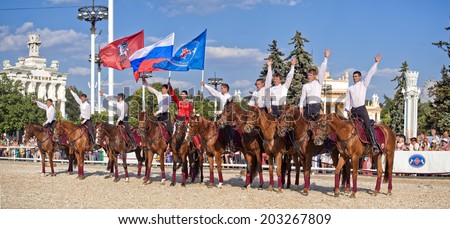 MOSCOW - JULY 1, 2014: The Kremlin Equestrian Riding School at The \