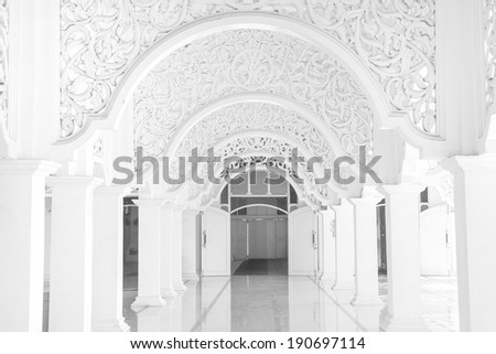 KUALA TERENGGANU,MALAYSIA -APRIL 10:A beautiful intricate pattern inside Masjid (mosque) Raja in K.Terengganu on April. 10,2014.The construction was completed in Dec. 2011 at a cost of USD3.1m.