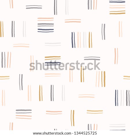 Hand drawn graphic doodle stripes seamless pattern. Sketchy organic lines texture vector illustration. Modern wallpaper graphic design. Fresh gender neutral scandi style scribble. Kid decor background