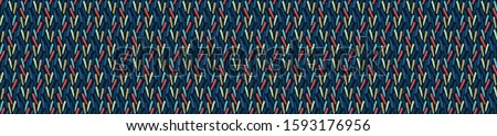 Classic Blue Broken Vector Chevron Stripe Seamless Banner Pattern. Criss Cross Knit or Fur Effect Border Background. Playful Dark Abstract Hatching Line. Masculine Striped Ribbon Trim Edging Eps 10.
