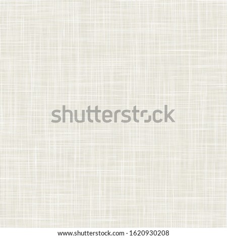 Natural white gray french woven linen texture background. Old ecru flax fibre seamless pattern. Organic yarn close up weave fabric wallpaper. Ecru beige burlap fine canvas. Cloth effect repeat tile