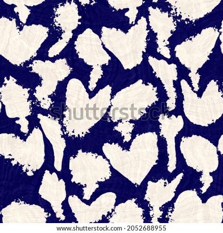 Seamless indigo distorted mottled texture. Blue woven boro cotton dyed effect background. Japan repeat batik resist pattern. Asian starry all over print Stock fotó © 