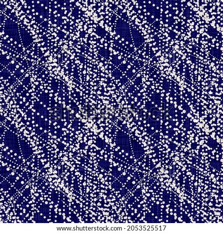 Seamless indigo mottled texture. Blue woven boro cotton dyed effect background. Japanese repeat batik resist pattern. Distressed tie dye bleach. Asian fusion allover kimono textile. Worn cloth print Stock fotó © 