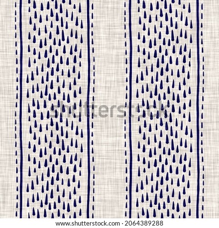 Seamless indigo washed stripe texture. Blue woven boro linen cotton dyed effect background. Japanese repeat batik resist pattern. Asian striped all over textile print. Stock fotó © 