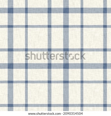 French farmhouse woven blue plaid check seamless linen pattern. Rustic tonal country kitchen gingham fabric effect. Tartan cottage 2 tone gray background material texture. Stock fotó © 