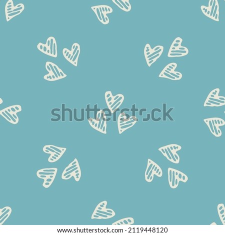 Gender neutral love heart seamless vector background. Simple whimsical romantic 2 tone pattern. Kids nursery wallpaper or scandi all over print. 