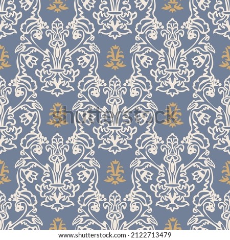 French fleur de lis royal lily seamless pattern. Farmhouse cottage background. Lilies lys flower flourish motif allover rustic damask.