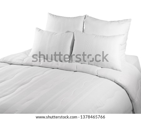 The Canvas Art Gallery White Coverlet With White Pillows Isolated