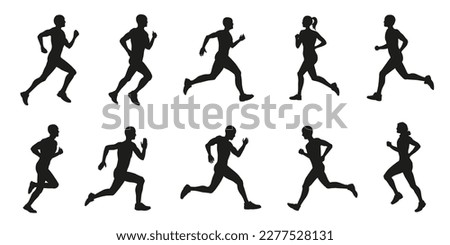 runner silhouettes on the white background volume 2