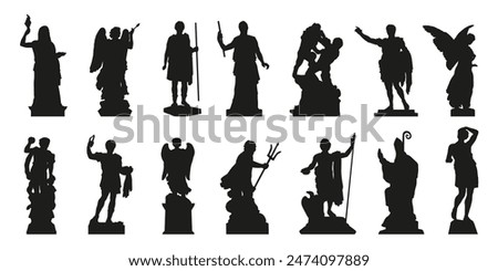 various statue silhouettes on the white background volume 1