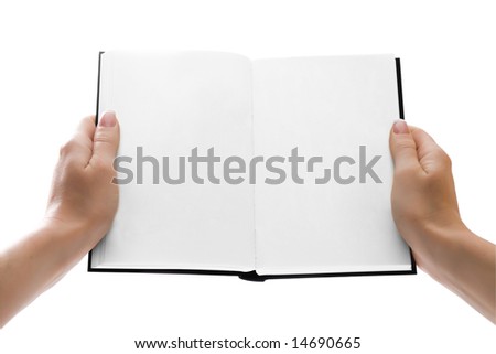 Woman Hands Holding An Open Book Or Giving It To Anyone. Pages Are ...